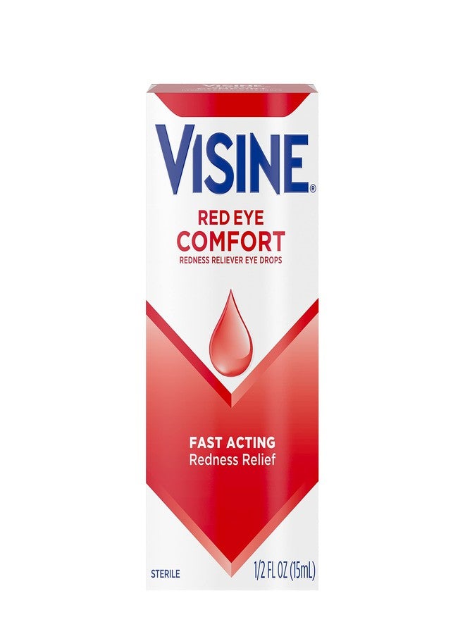 Visine Red Eye Comfort Redness Relief Eye Drops to Help Relieve Red Eyes Due to Minor Eye Irritations Fast, Tetrahydrozoline HCl, 0.5 fl. oz - Image 1